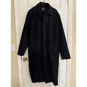 Zara Over Coat 77302 Black Women's Pea Coat Long Trench Coat M New No Tags Lined